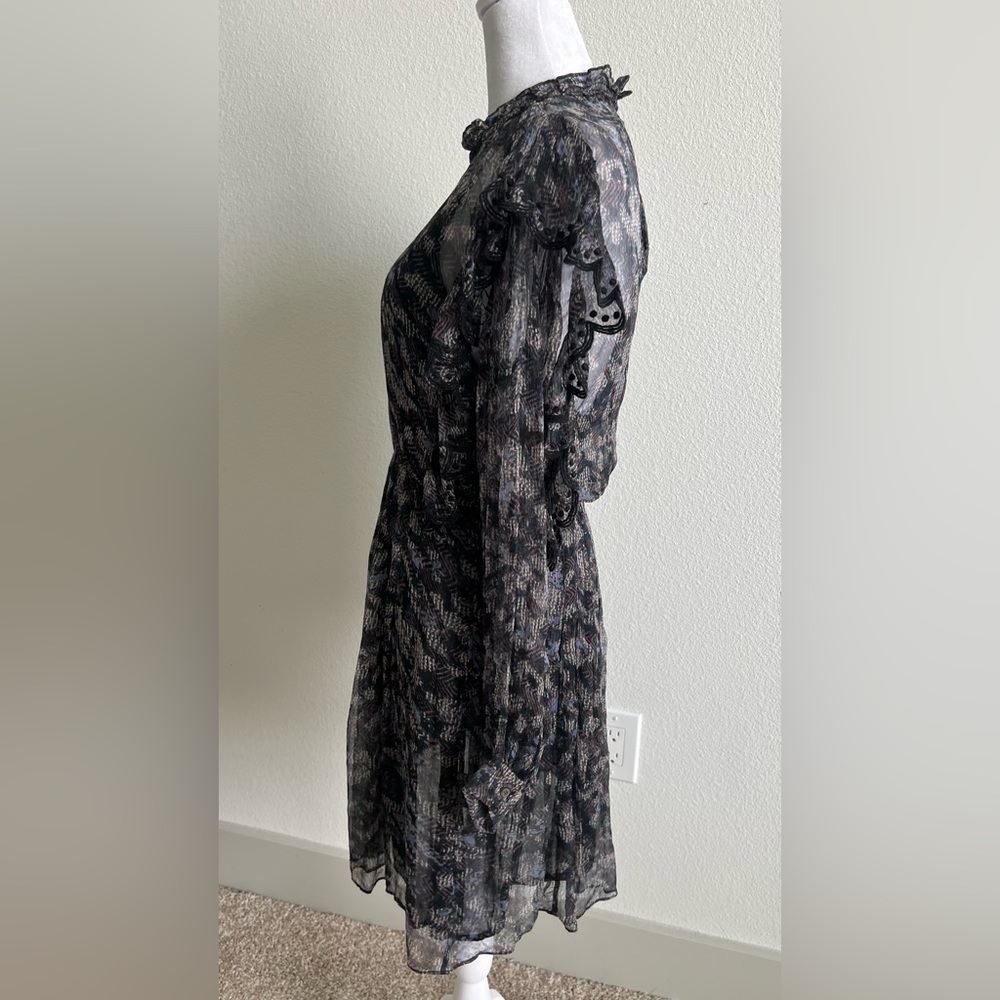 IRO Tinkle, abstract patterned Black blue purple Long Sleeve dress - Picture 13 of 16